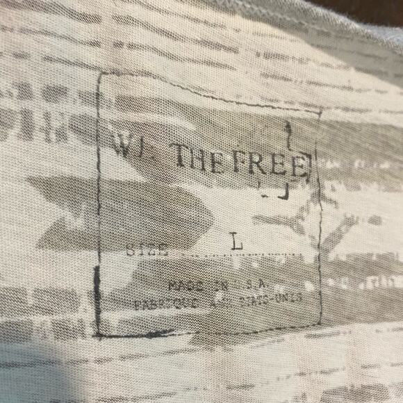 Free People We The Free Watercolor Print Raglan Tee Sz L - Picture 4 of 6
